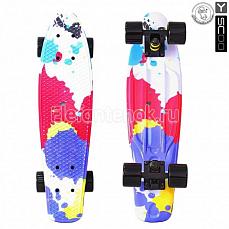 Y-SCOO 401G-O Скейтборд Y-SCOO Fishskateboard Print 22" винил 56,6х15 с сумкой Splatter