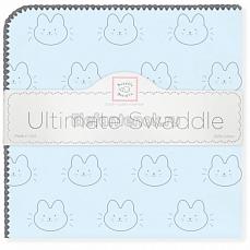 SwaddleDesigns Фланелевая пеленка для новорожденного Ultimate Bonjour Bunnie Pstl Blue