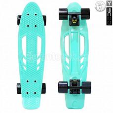 Y-SCOO 405-A Скейтборд Y-SCOO Skateboard Fishbone с ручкой 22" винил 56,6х15 с сумкой AQUA/black 