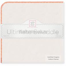 SwaddleDesigns Фланелевая пеленка Organic Orange Edge