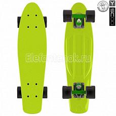 Y-SCOO 401-B Скейтборд Y-SCOO Fishskateboard 22" винил 56,6х15 с сумкой LIME/black 