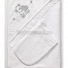 Funnababy Lovely Bear полотенце-уголок + варежка White