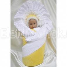 БАЛУ комплект для новорожденного на выписку ЛАПУШКА 13 предметов желтый кремовый