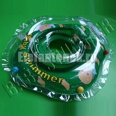 Baby Swimmer круг на шею 3-15 кг Зелёный (внутри погремушка)